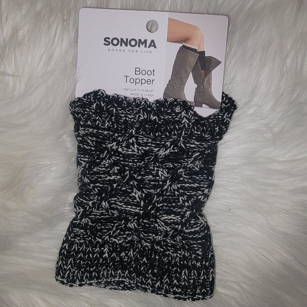 Sonoma Black and White Knit Boot Topper